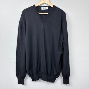 Pringle of Scotland Extra Fine Merino Wool Pullover Sweater Size XXL Black Knit‎